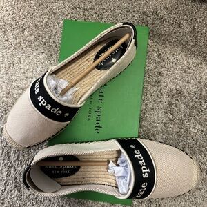 NWT Kate Spade Beige and Black Espadrilles